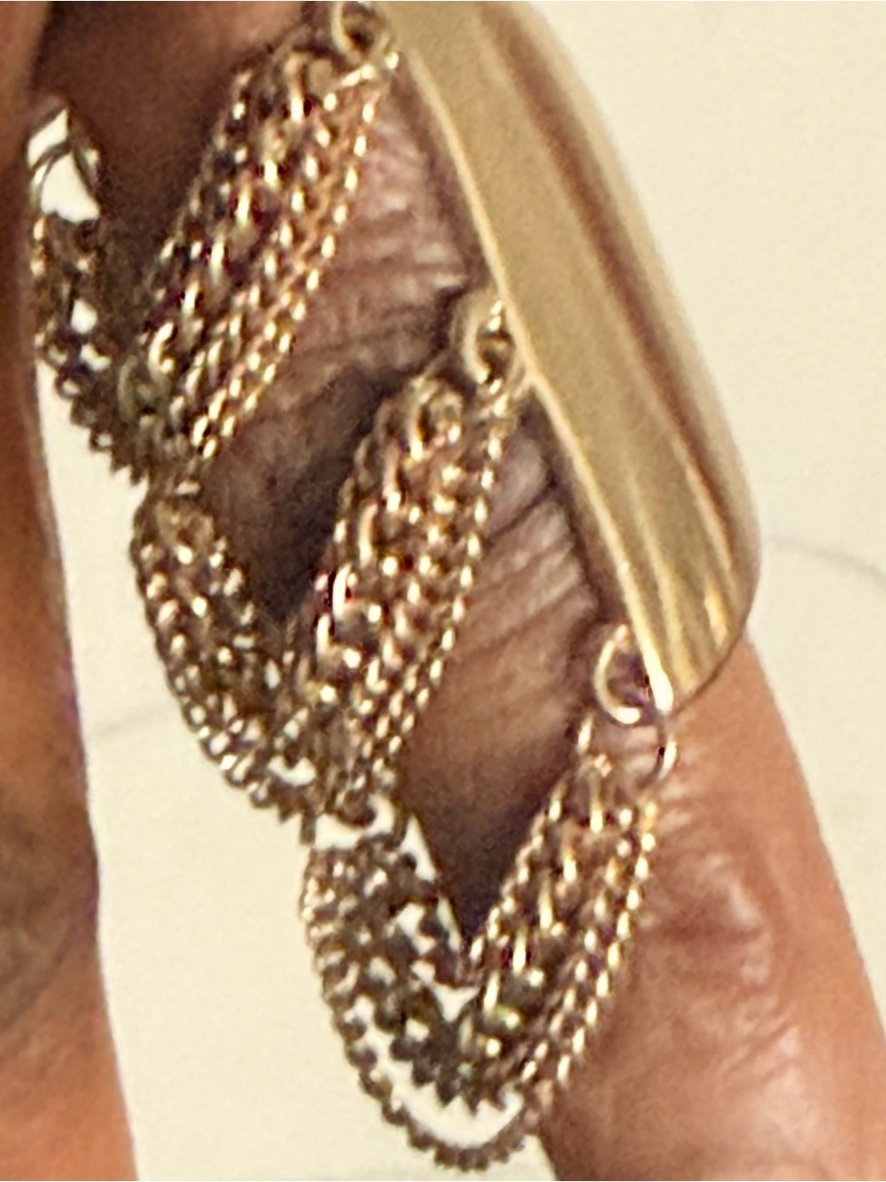 Cascading Waterfall Tiered Multi-Strand Chain Link Gold Tone Ring Sz 6 - Picture 7 of 7